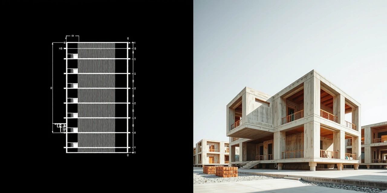 Blueprint to Reality visualization showing structural transition